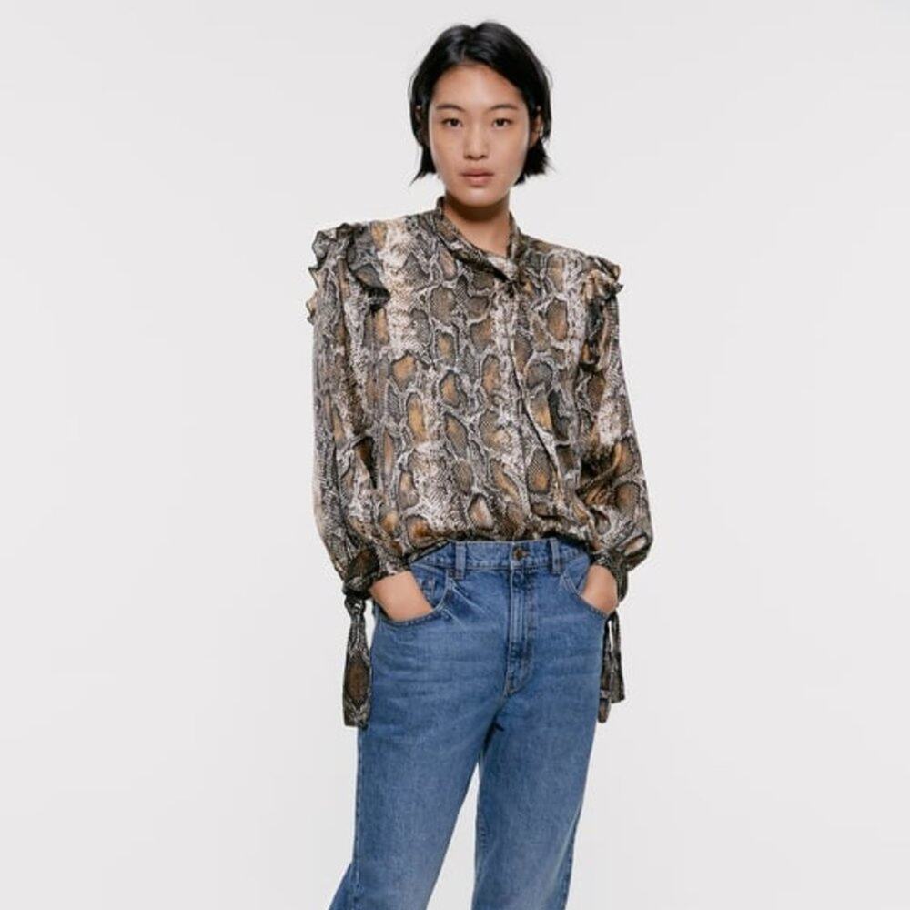 Zara Snake Print Blouse XS